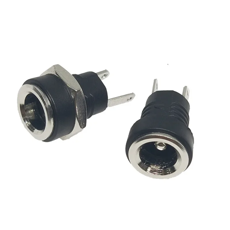 

Female Panel Mount DC Power Supply Jack Socket Connector 2-Pin 5.5 X 2.1mm Plug Adapter 2 Terminal Types 3A 12v 1/10PCS