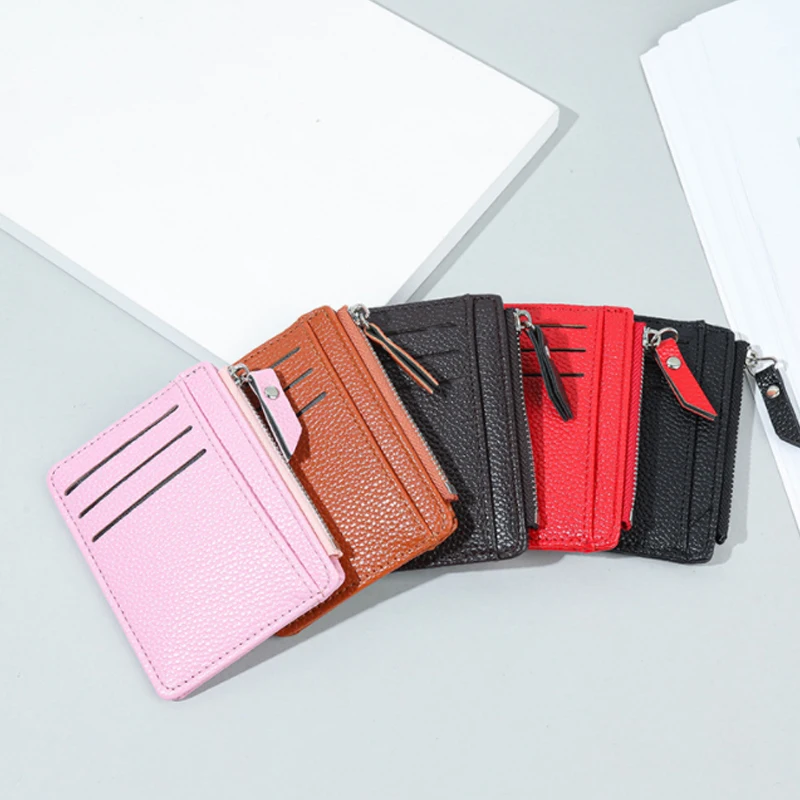 

Fashion Mini ID Card Holders Bags Men/Women Business Credit Card Holder PU Leather Slim Bank Card Case Organizer Wallet Zipper