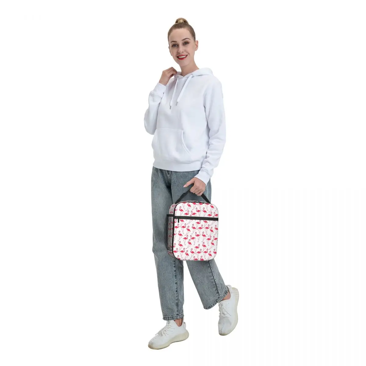 Pink Flamingo Portable Lunch Boxes Women Multifunction Thermal Cooler Food Insulated Lunch Bag Kids School Children