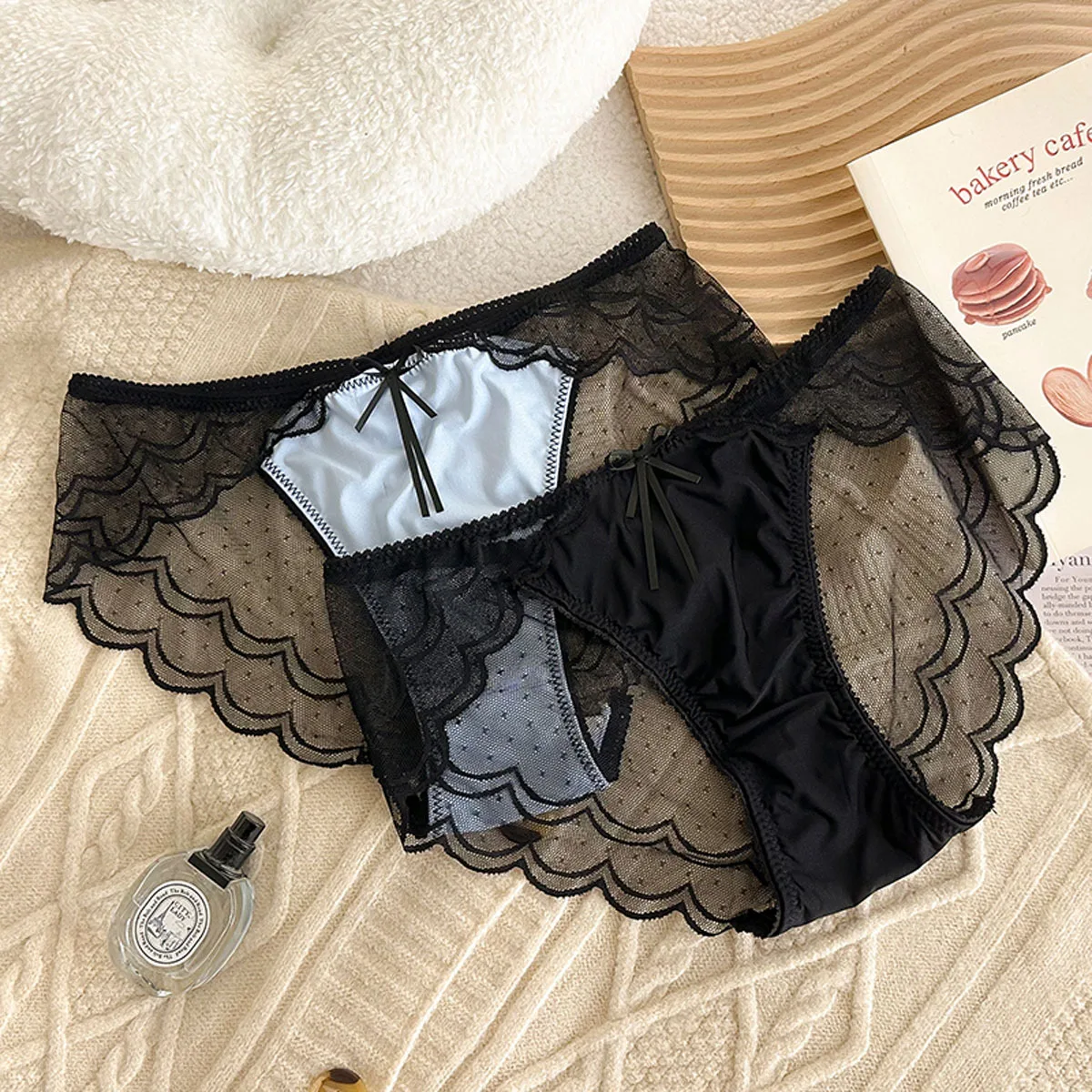 Sexy Patchwork Spitze Höschen Für Frauen Polka-dot Aushöhlen Mesh Slip Weibliche Bogen Baumwolle Gabelung Unterhose Atmungsaktive Unterwäsche – Detail 11