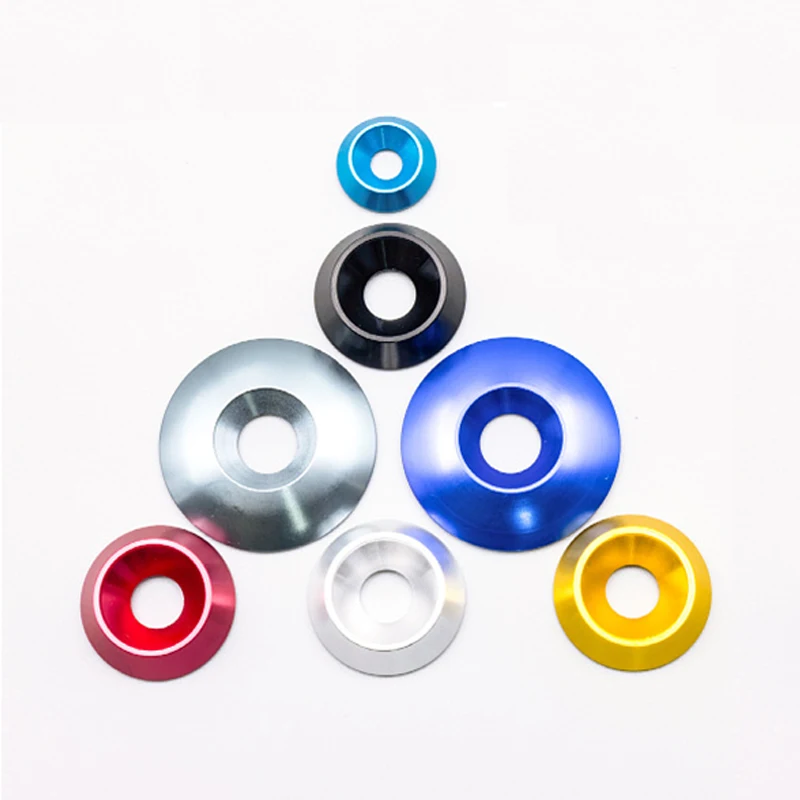 Tapered Aluminium Alloy Gasket 5/8pcs M6 M8 Countersunk Screws Cup Head Screws Gasket Sealing Ring Colorful Aluminium