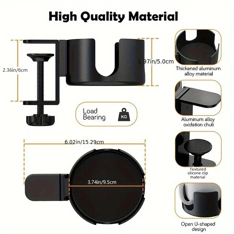 Desk Cup Holder Universal Adjustable Upgraded Arm Clamp Stand for Coffee Mugs Water Bottles