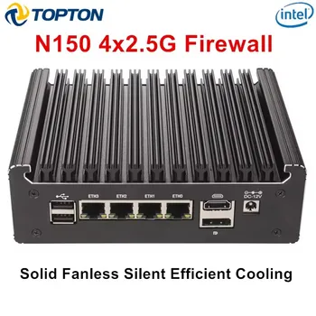 Topton Solid Mini PC senza ventola Intel N150 Pentium N6005 4 LAN i226-V 2.5G DDR4 COM USB-C pfSense OPNsense ESXi Firewall Computer 1