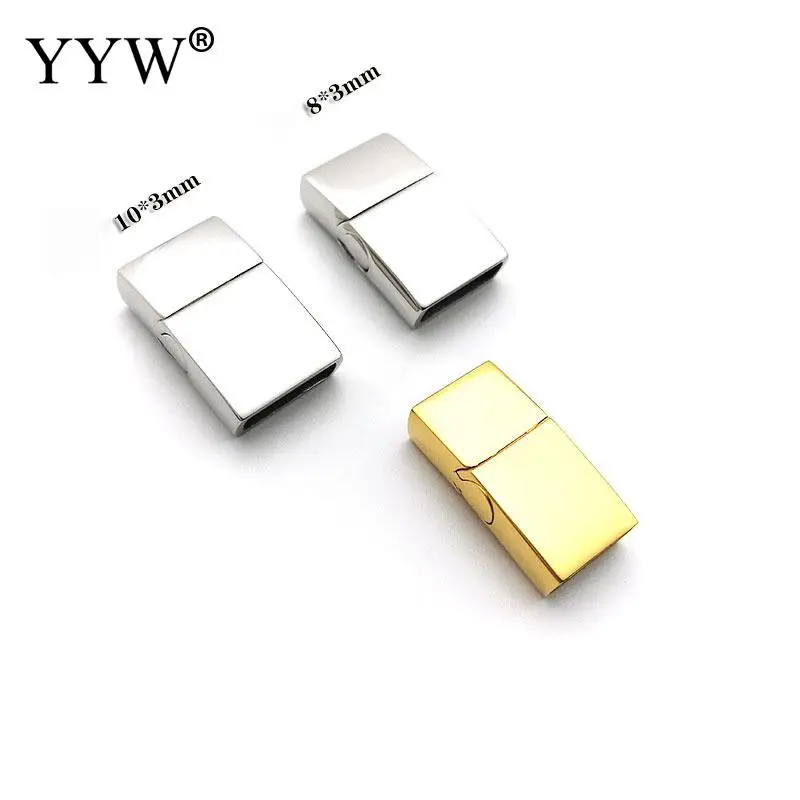10PCs Stainless Steel Magnetic Clasps 10x3mm 8x3mm Charms Connector Buckle For DIY Leather Bracelets Rope Jewelry Making