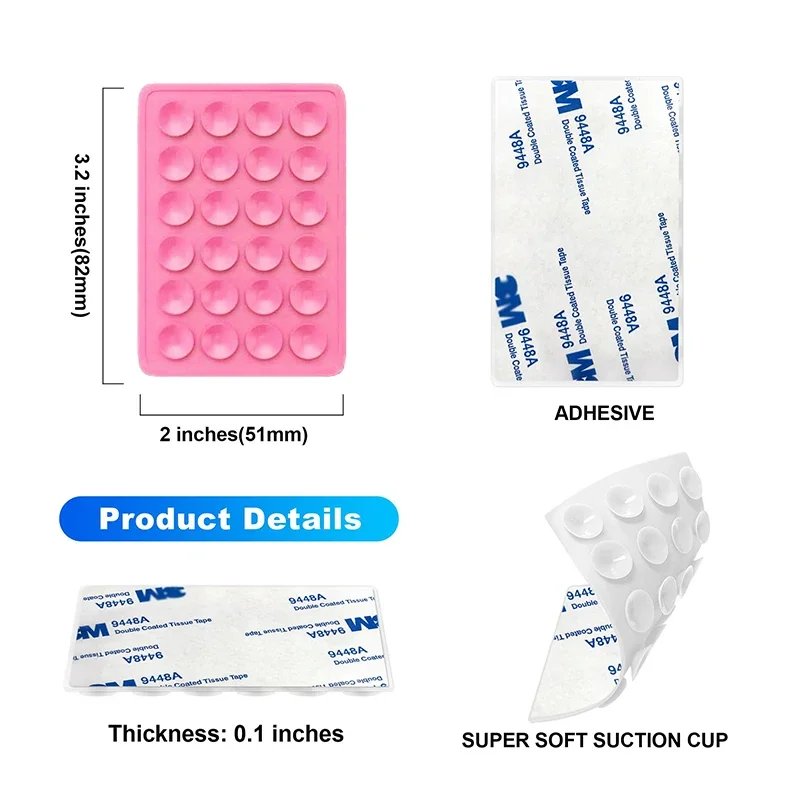 2PCS Double Side Silicone Suction Pad For Mobile Phone Fixture Suction Cup Backed Silicone Rubber Sucker Pad For Fixed