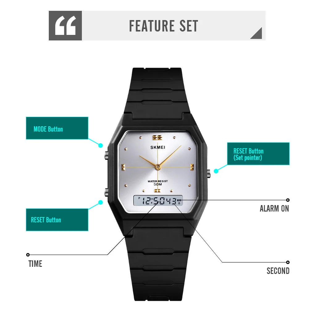 SKMEI Japan Digital Movement 3 Time Stopwatch Wristwatches Mens Women Casual Sport Watch 5Bar Waterproof relogio masculino 5