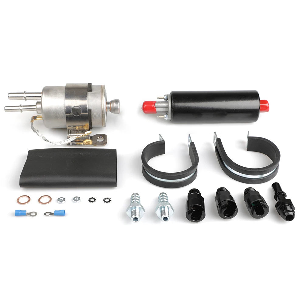 

GSL392 255LPH Inline Fuel Pump & 58 PSI EFI Fuel Filter Regulator Kit With 6AN Fittings & 3.9ft Fuel line Hose #400-939