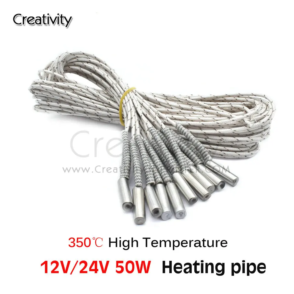 

3D Printer 6*20MM 12V / 24V 50W Cartridge Heater With 100CM Cable for 3D Printer V6 HOTEND Volcano MK8 MK9 CR10