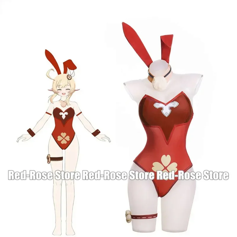 

Genshin impact cosplay costume Klee bunny girl cosplay red sexy catsuit Halloween Christmas party clothes cute dress