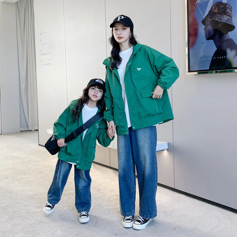 

2022 Autumn Family Look Clothes Mom Dad And Son Daughter Jeans Men's Boys Pants Fashion Korean Children Denim Trousers Clothing