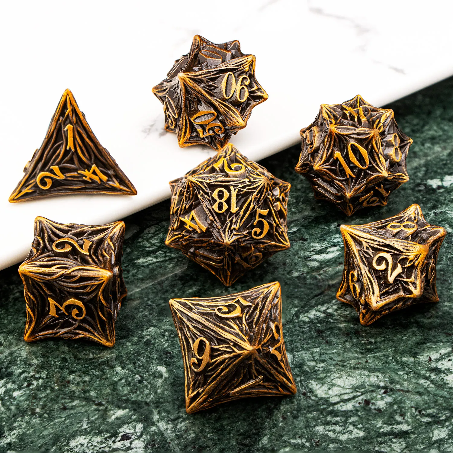OGCOPHEN D and D Tree Root Dnd Metal Role Playing Game Dice Set for Dnd D6 Dungeon and Dragon Blood Dripping D&D Roll Dice Set