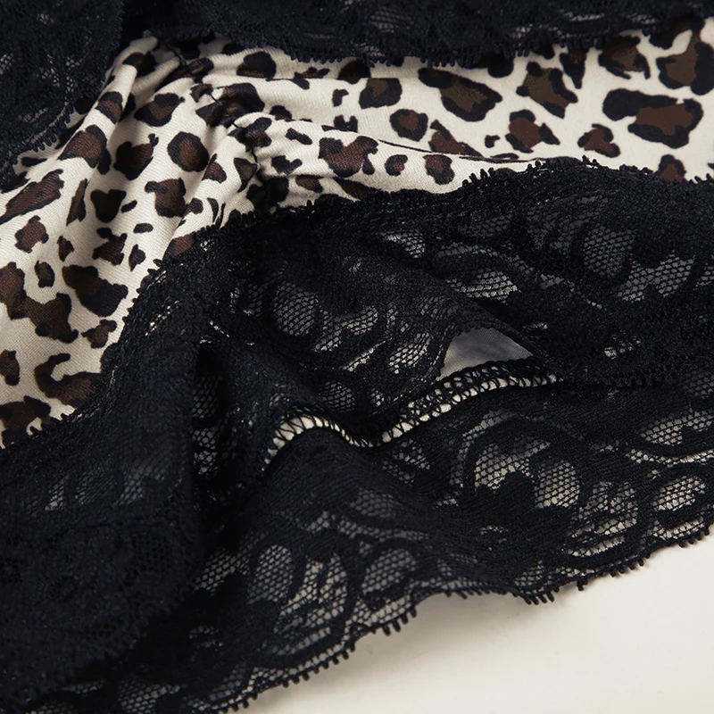 Camisola de encaje de leopardo con retazos estilo gótico Y2K, estilo urbano, con escote en V y lazo, estilo chaleco estético de moda para chicas