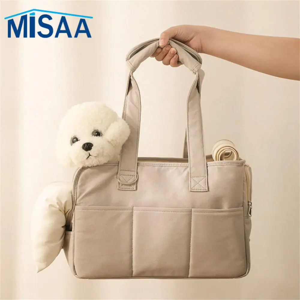 

Portable Pet Package Beige Large Bag Capacity Breathable Soft Designed With Handle Pet Carrying Supplies Dog Handbags Cotton