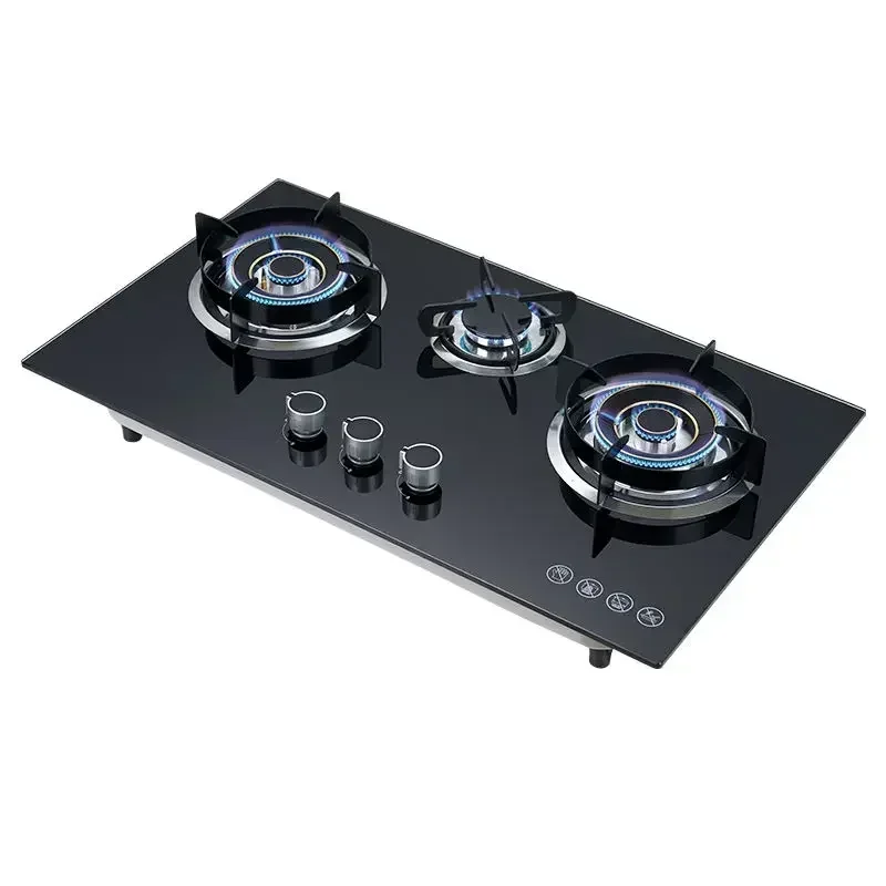 New Design Gas Hob Kitchen Stove Durable Tempered Glass Panel 3 Burners Gas Stove