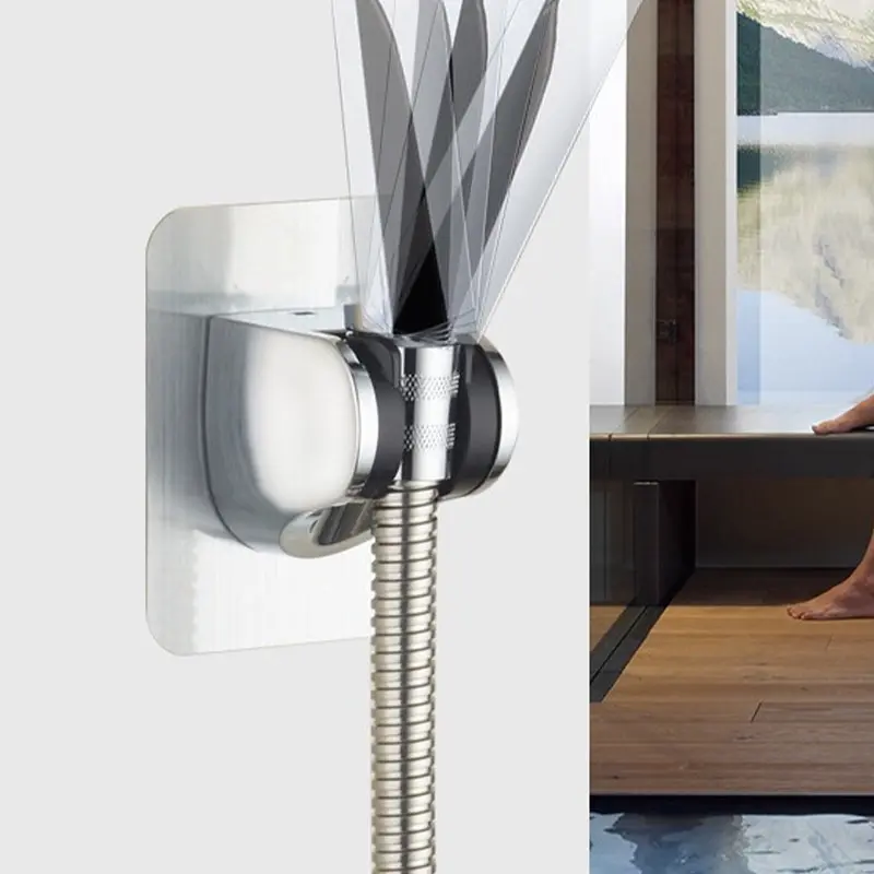 Universal Showerhead Holder Wall Mounted Punch Free Adjustable Shower Bracket Self Adhesive Bathroom Accessory