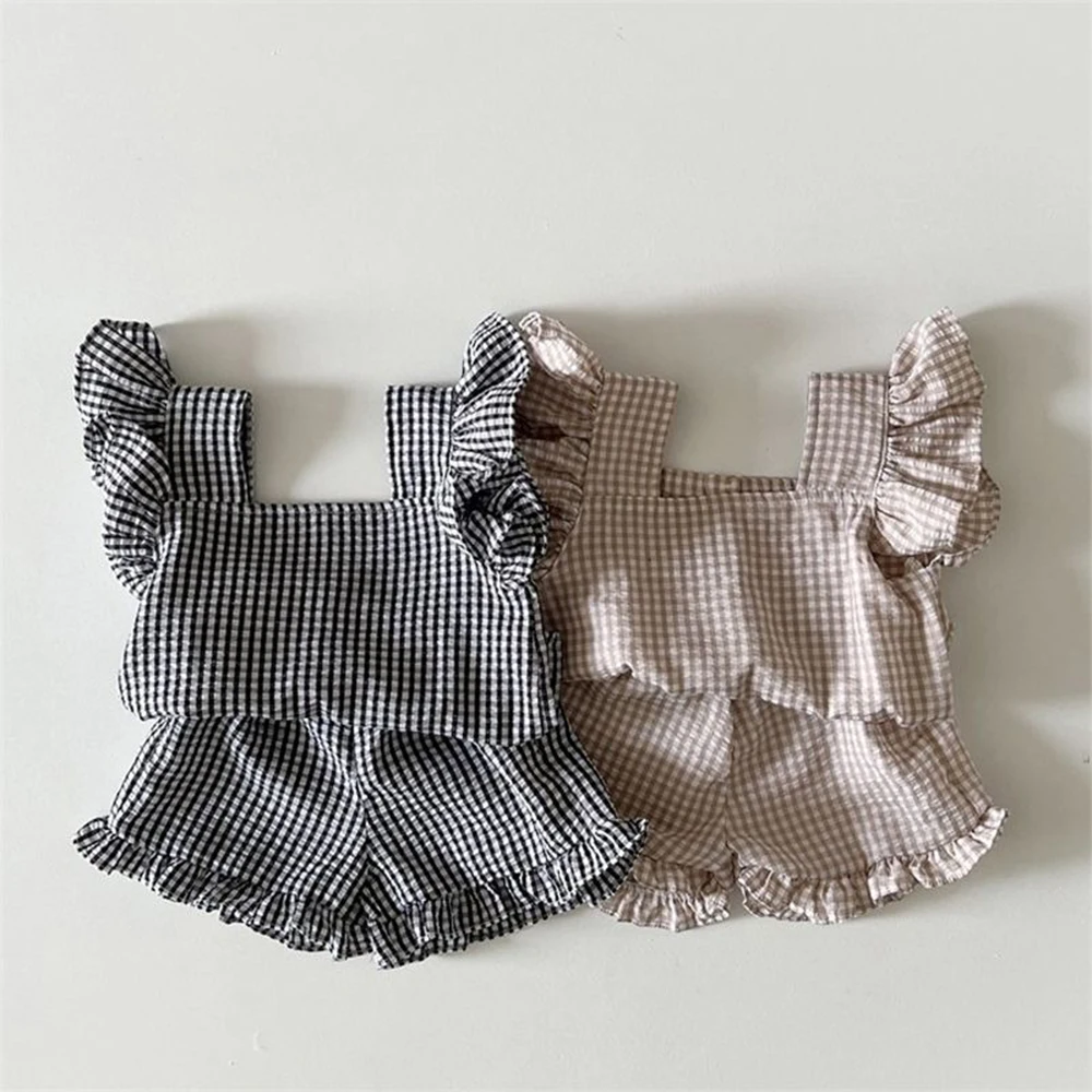

Melario 2023 Summer Girls Clothes Sleeveless Vest with Wooden Ears Shirt Shorts Two-piece Cute Girl Outfit Baby Girl Outfit Set