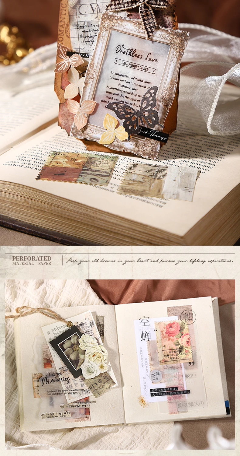 10 Stück Vintage Dekor Papier Set Diy Scrapbooking Material Etiketten Papier für Journal Notebook Planer handgemachte Bastelbedarf – Detail 10