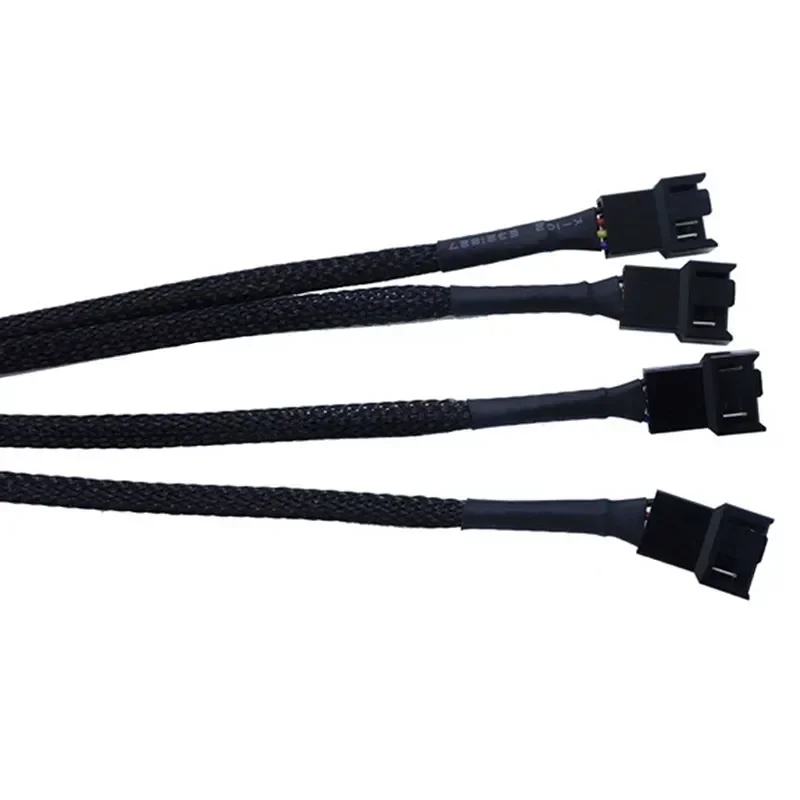 Pwm Fan Cable 4 Pin 1 To 2/3/4 Ways Splitter Black Sleeved 27cm Extension Cable Connector PWM Extension Cables