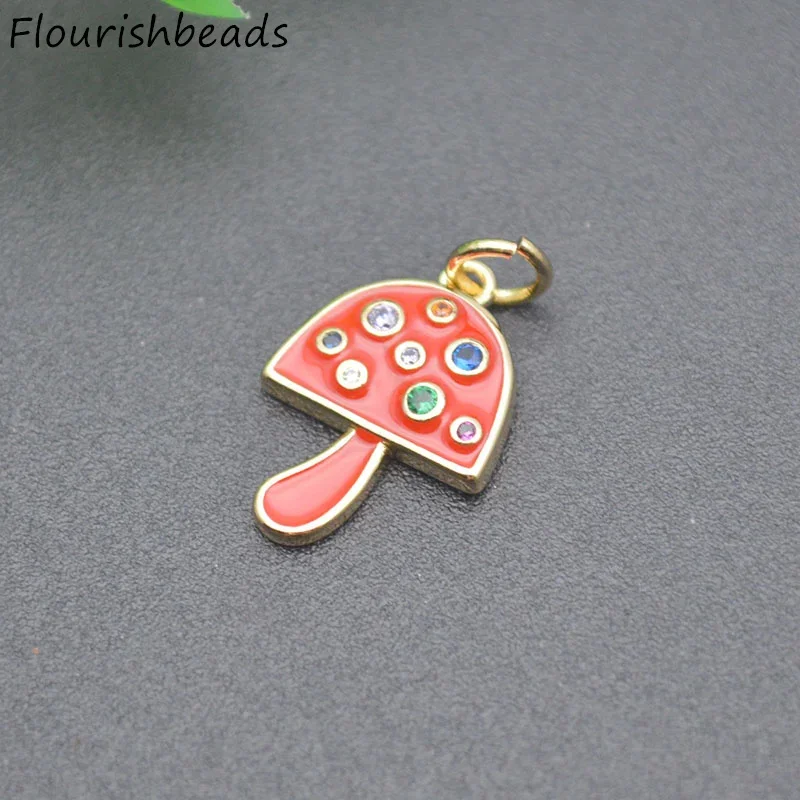 10pcs/lot Cute Design Nickel Free Anti Rust Gold Plated Royal Blue Enamel Mushroom Charms for Jewelry Bracelet Necklace Making