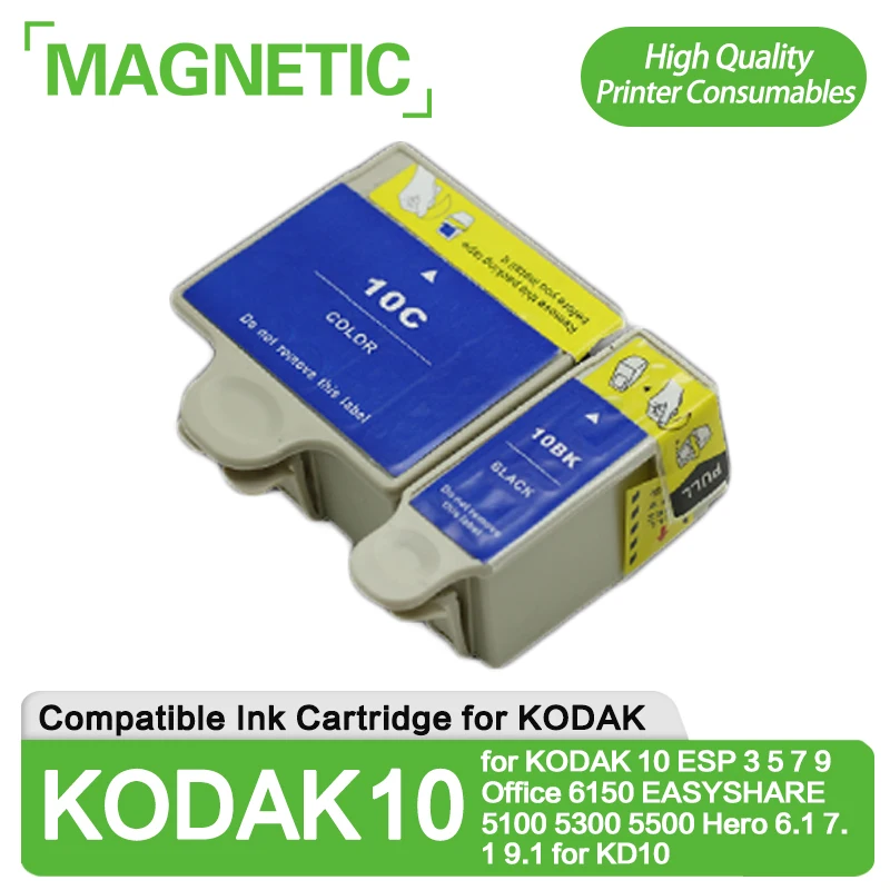 Stampante 2Pcs Cartuccia Di Inchiostro Compatibile Per Kodak 10 Esp 3 5 7 9 Ufficio 6150 Easyshare 5100 5300 5500 Hero 6.1 7.1 9.1 Per Kd10