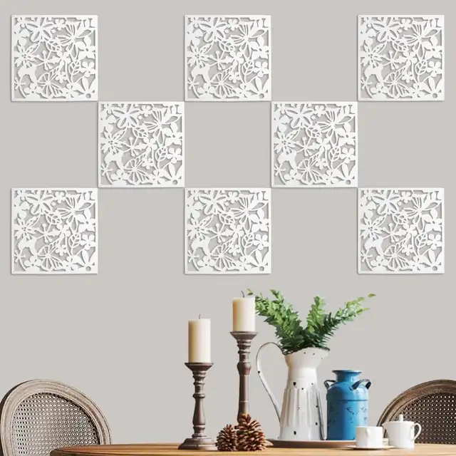 12Db Fehér/Fekete Az Otthoni Divat Pillangó Madár Virág Függő Képernyő Partíció Elválasztó Panel Szoba Függöny Otthon - Image 2