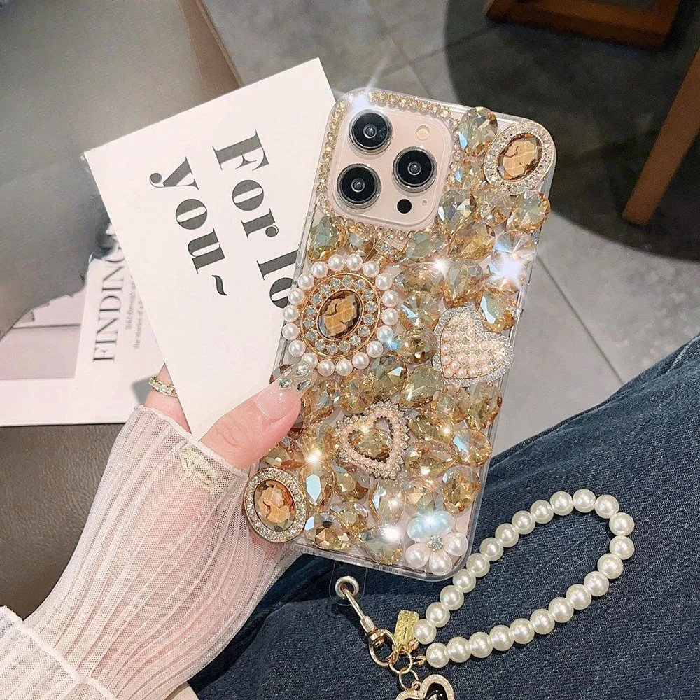 Luxury Rhinestone Crystal Goddess Portrait Case for Huawei P50 P60 Pro Mate 50 60 Honors 80 90 100 Pro