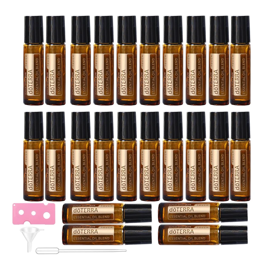 

24PCS 10ml Glass Bottle Amber Roller Bottle Vial With Stainless Steel Roller Balls Refillable Essential oil Roll on Bottle Jars