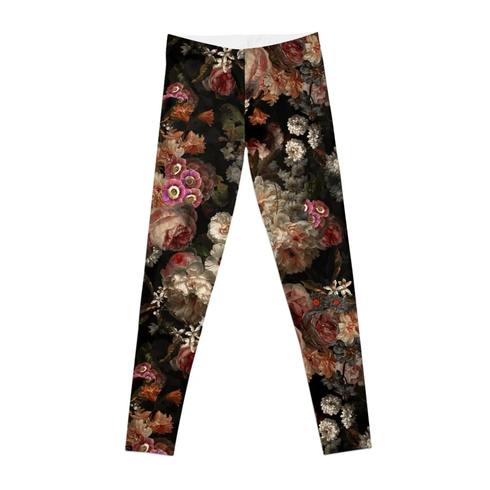 

Flemish Masters - Vintage Midnight Botanical Garden Pattern Leggings Sports female Women sports Golf wear Womens Leggings