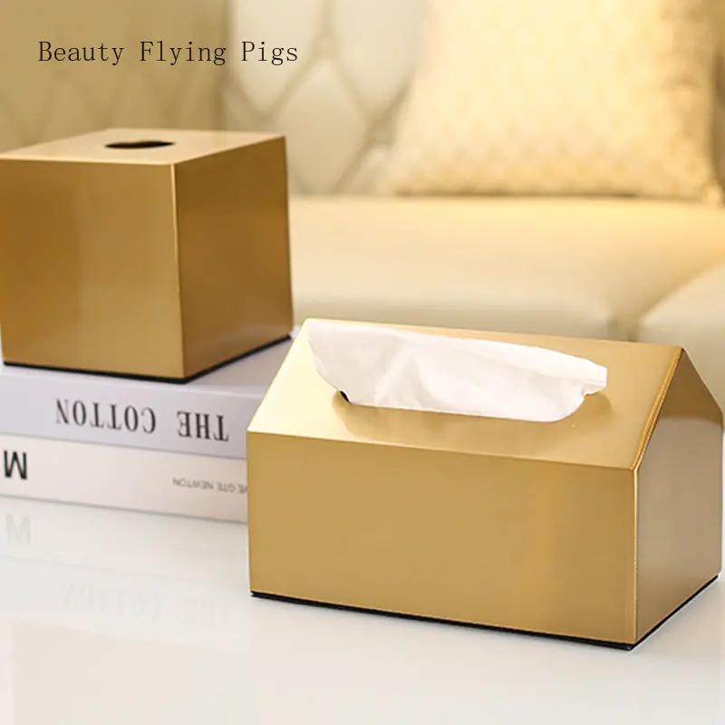 

Luxury Golden Tissue Box Countertop Decoration Tissue Box Removable Metal Rectangular Tissue Boxes Home Decoration Accessories