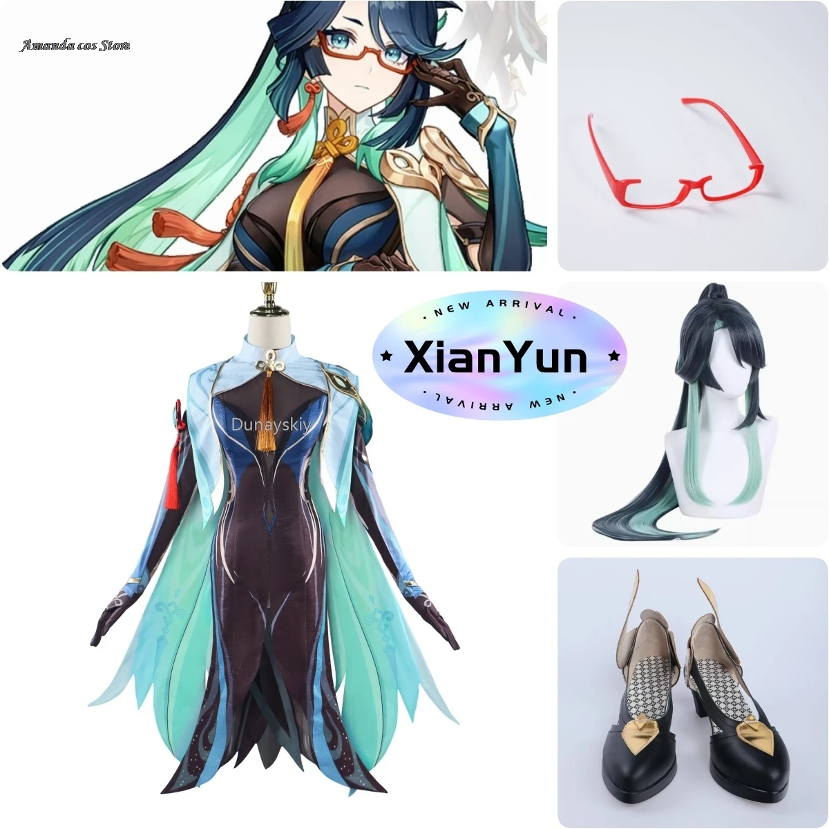 

Game Genshin Liyue Xianyun Cosplay Anime Cloud Retainer Costume Dress Wig Chinese Style Costume For Women Halloween Party Suit