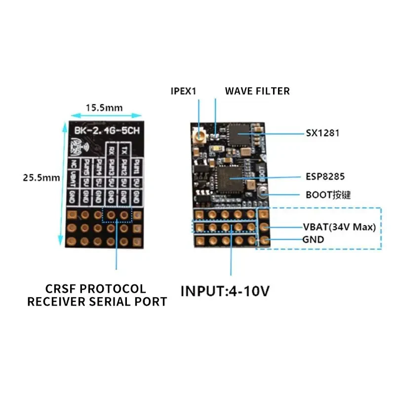 Récepteur ELRS 2.4G 5CH PWM BAYCK BK-2.4G-5CH pour Drone FPV