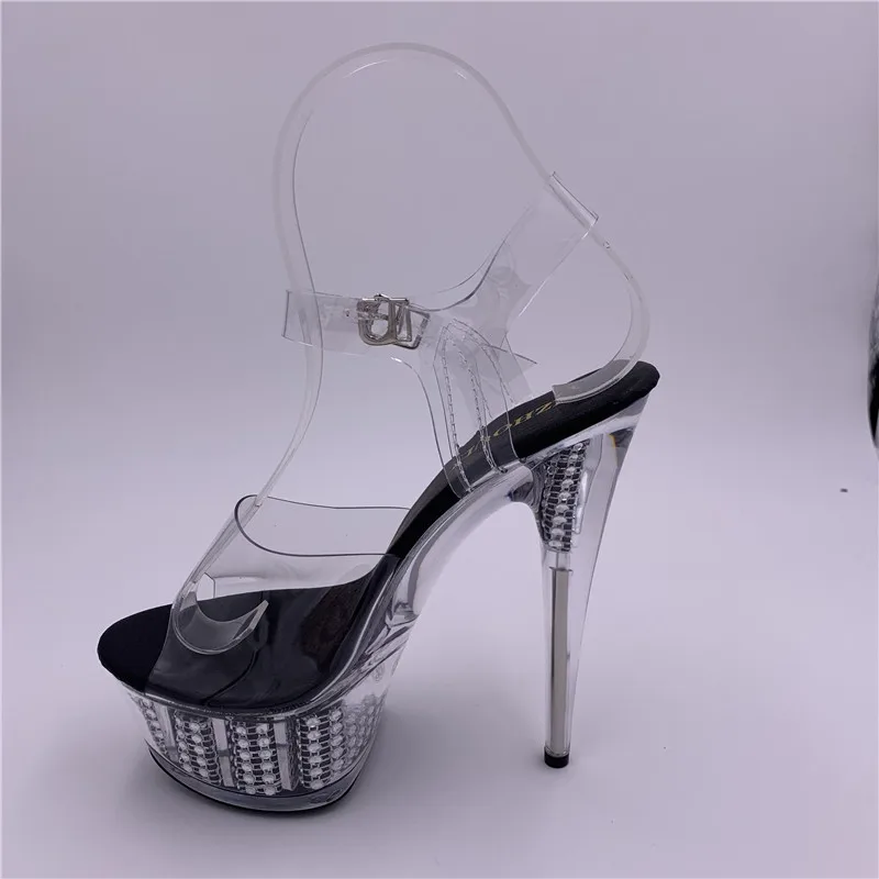 New, fashion runway shoes, sexy sequined platform shoes, transparent 15cm high heel  dance shoes