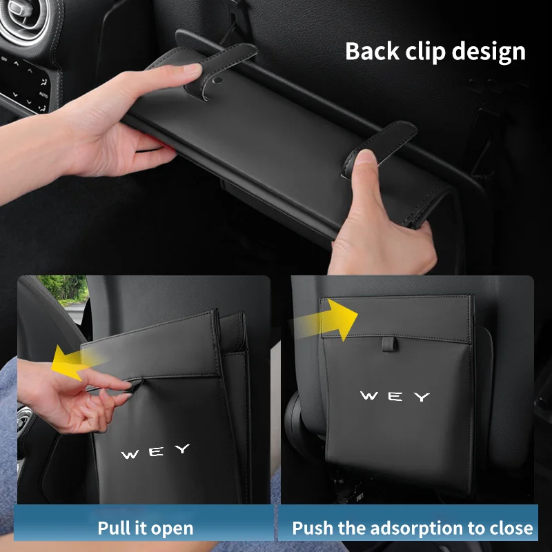 Greatwall Wey Coffee 용 자동차 쓰레기통 DHT-PHE VV5 VV6 VV7 GT P8 자기 흡착 쓰레기 봉투 뒷좌석 교수형 보관 포켓