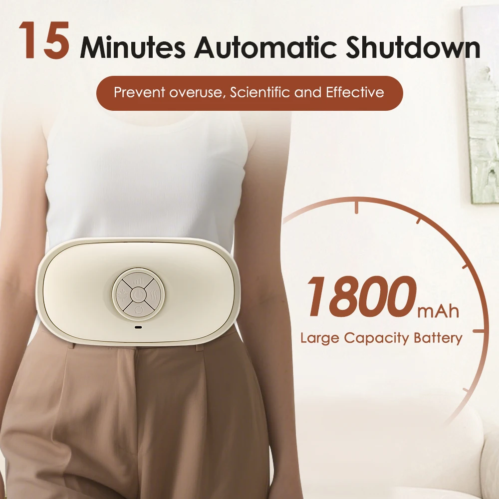Electric Abdominal Massager Bian Stone Kneading 2-Level Heated Fat Burner 3-Inte