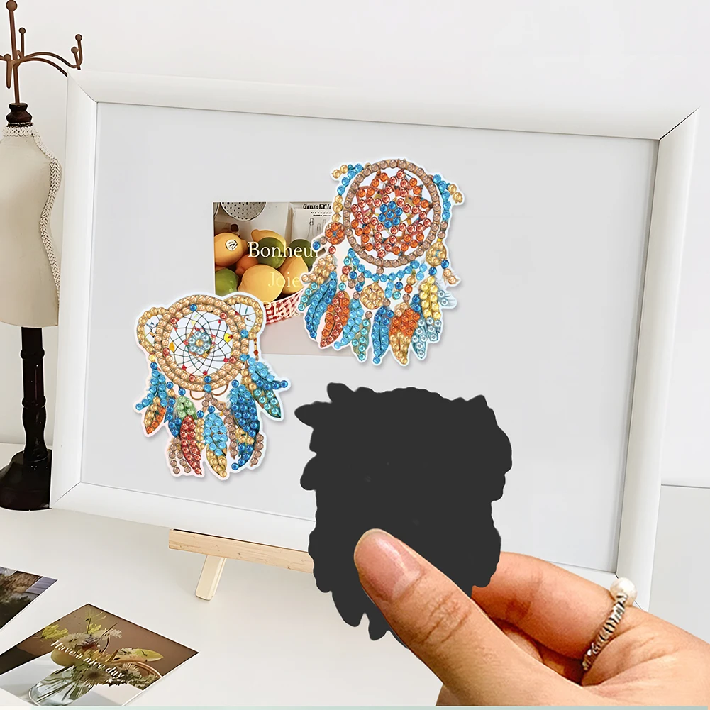 6Pcs Animal Pattern DIY Diamond Painting Fridge Magnets Crystal Sparkling Diamond Magnets Set for Refrigerator Mailbox Decor