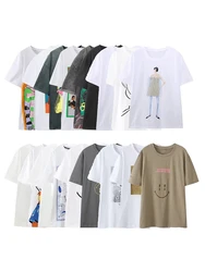 TRAF-2024 women's retro casual slim fit loose cotton T-shirt. Round neck short sleeve printed T-shirt. summer. new style.