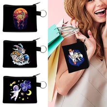 

2022 Hot Sale New Men Short Coin Purses Korean Youth Astronaut Printing Horizontal Trend Wallet Card Pack Bags Women Mini Bag