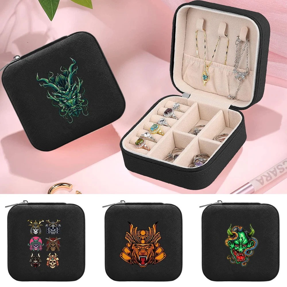 

Women's Jewelry Storage Box Portable Travel Jewel Organizer Case New Zippered Monster Pattern Series Necklace Organizer Boxes