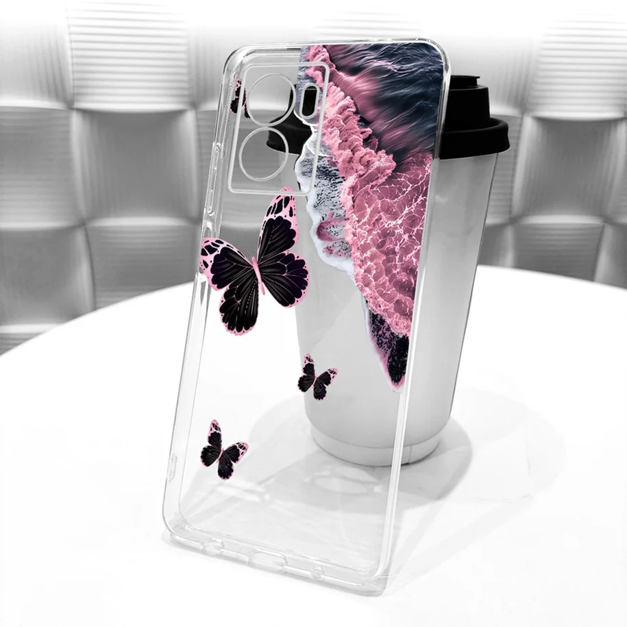 Stylish Flower Butterfly Soft Clear Silicone Phone Case Cover
