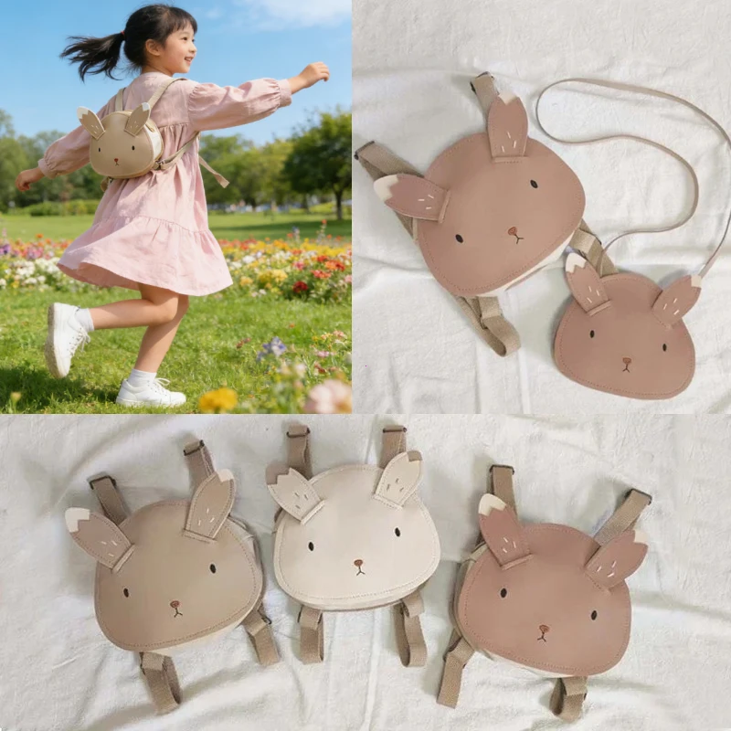 New Kids Backpack Baby Kindergarten School Book Bags Fashion Girls Cartoon Bunny PU Children Messenger Bag Princess Accessories - 4