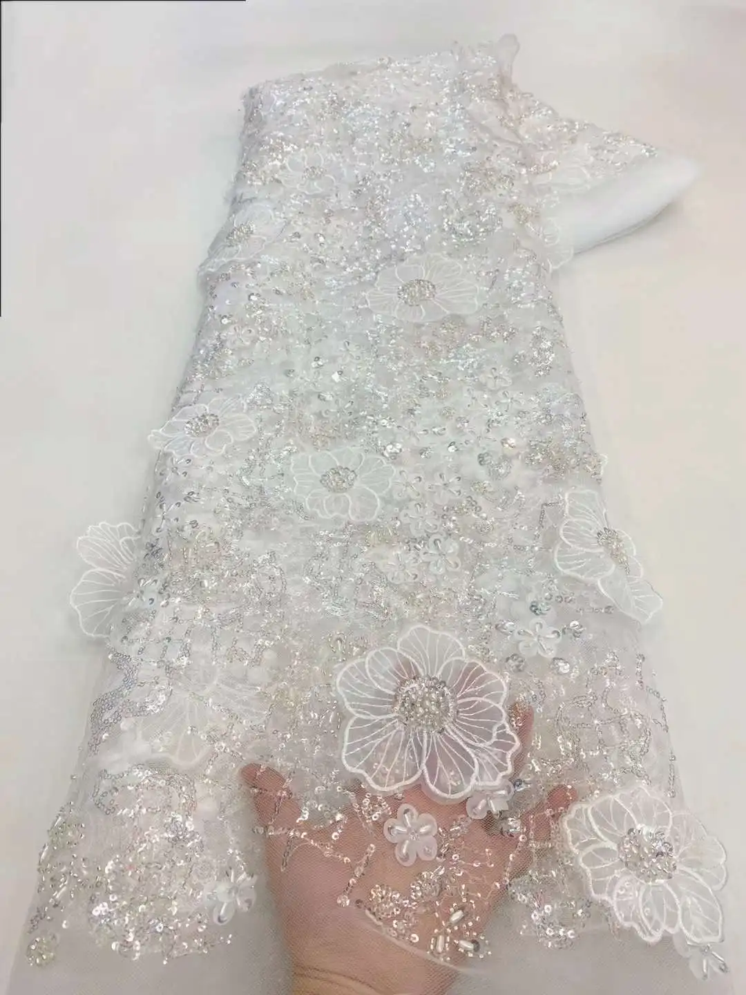 3D Flowers French Lace Fabric 2024 High Quality Lace Net African Lace  Fabric With Beads Lace Fabrics For Wedding Dress Sewing - AliExpress  200000297