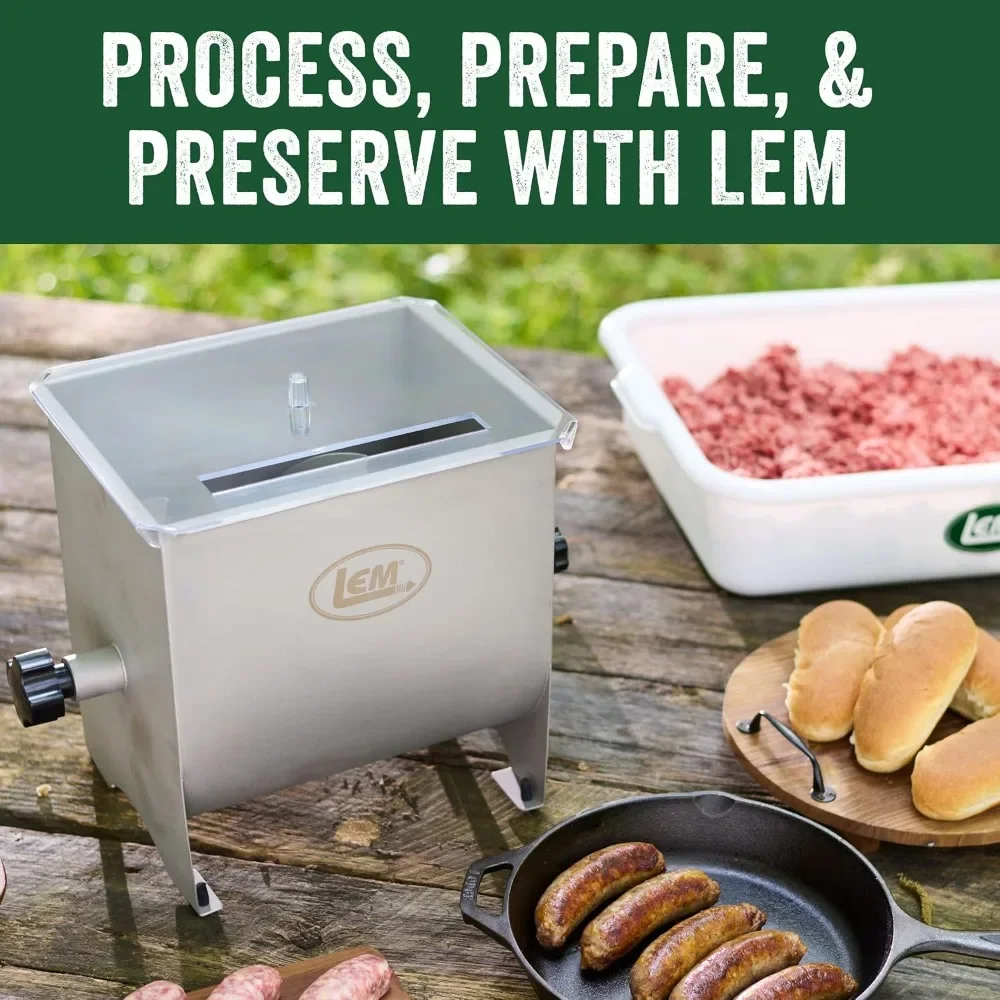 Products MightyBite 20 Pound Capacity Manual Meat Mixer, Stainless Steel, Manual Only 6
