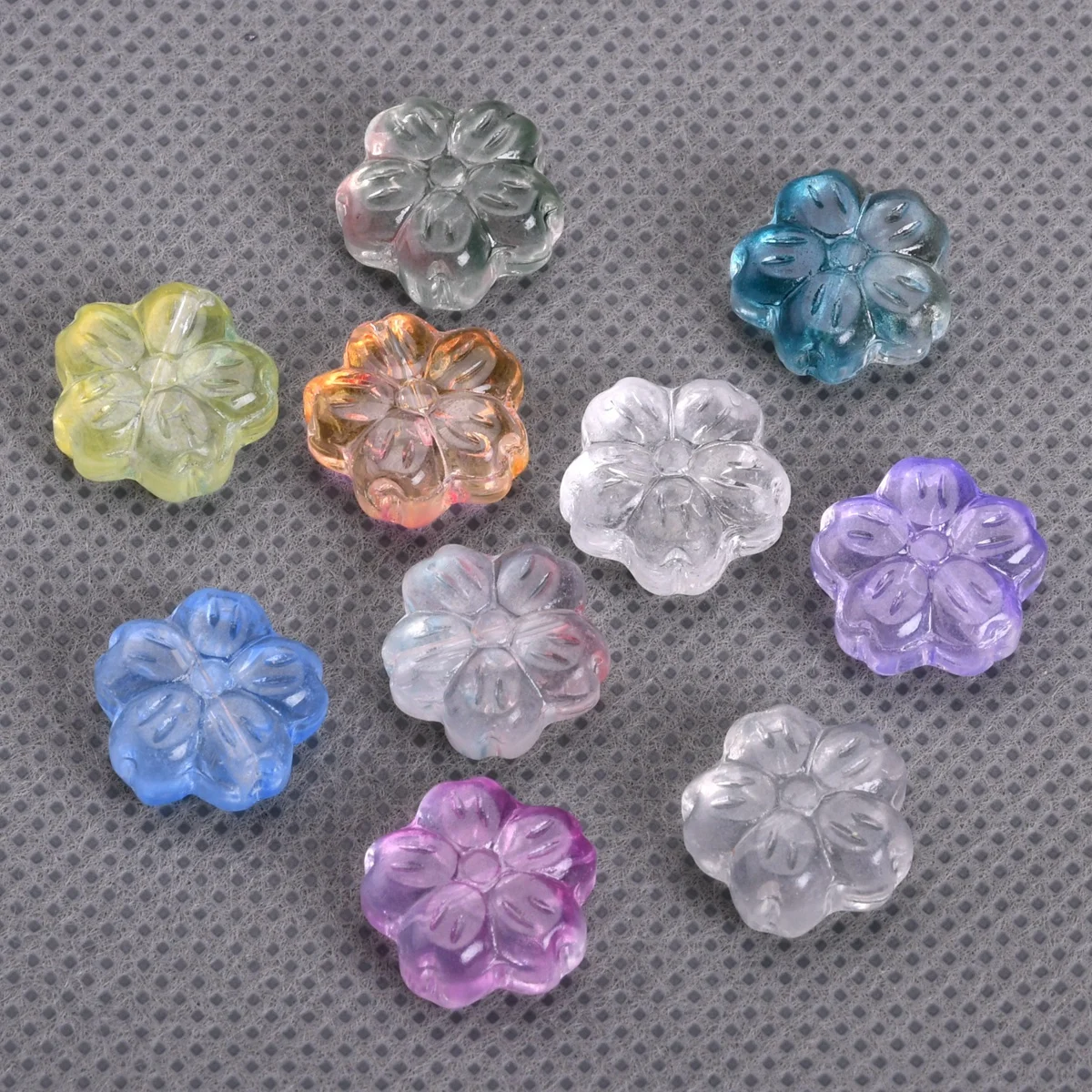 10pcs Mixed 14mm Flower Shape Handmade Lampwork Glass Loose Beads For Jewelry Making DIY Crafts Findings 10pcs 10mm random mixed colors round crystal glass ball