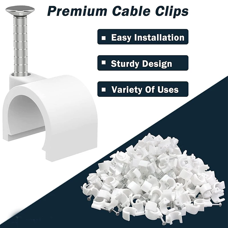 Cable Clips Steel Nails 10mm White Cord Clips Ethernet Cable Clips Wire Coax Cord Clips cable clip