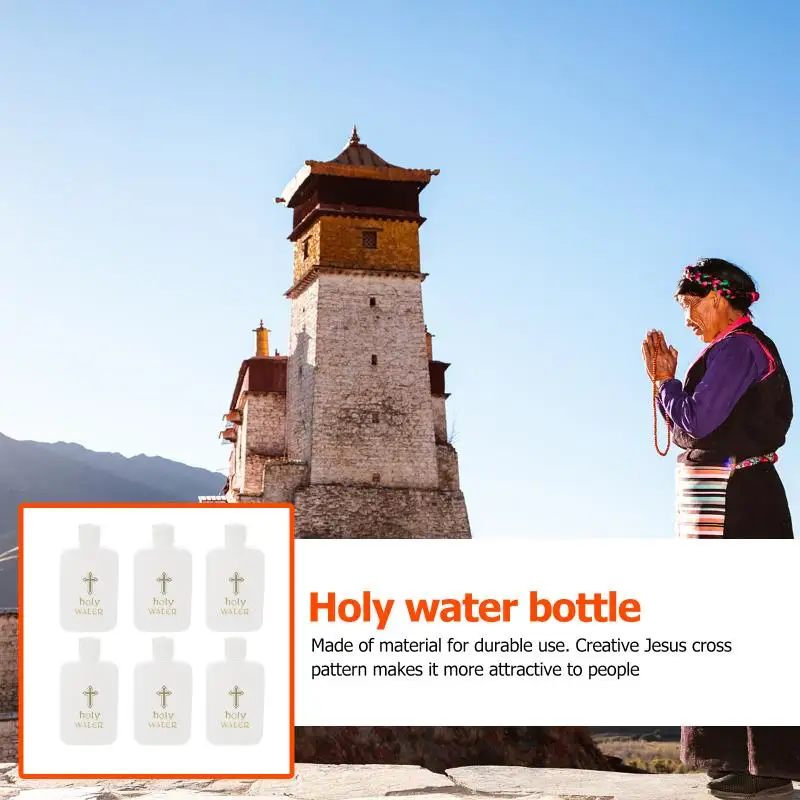 Description Picture 5 of item6 Pcs Empty Holy Water Bottles Decanter Set Holy Water Props White Set Easter Holy Water Bottle Bulk Catholic Holy Water Bottle