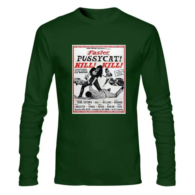 Мужская одежда новинка Винтажная футболка с надписью Faster Pussycat Kill Film 1965 Tura Satana