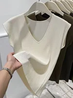 Mod V-Ne Svel Vest Women's Spring Summer New Sle plus Size Slim Fit Outerwear Base irt Tank Top T-irt Top - Image 2