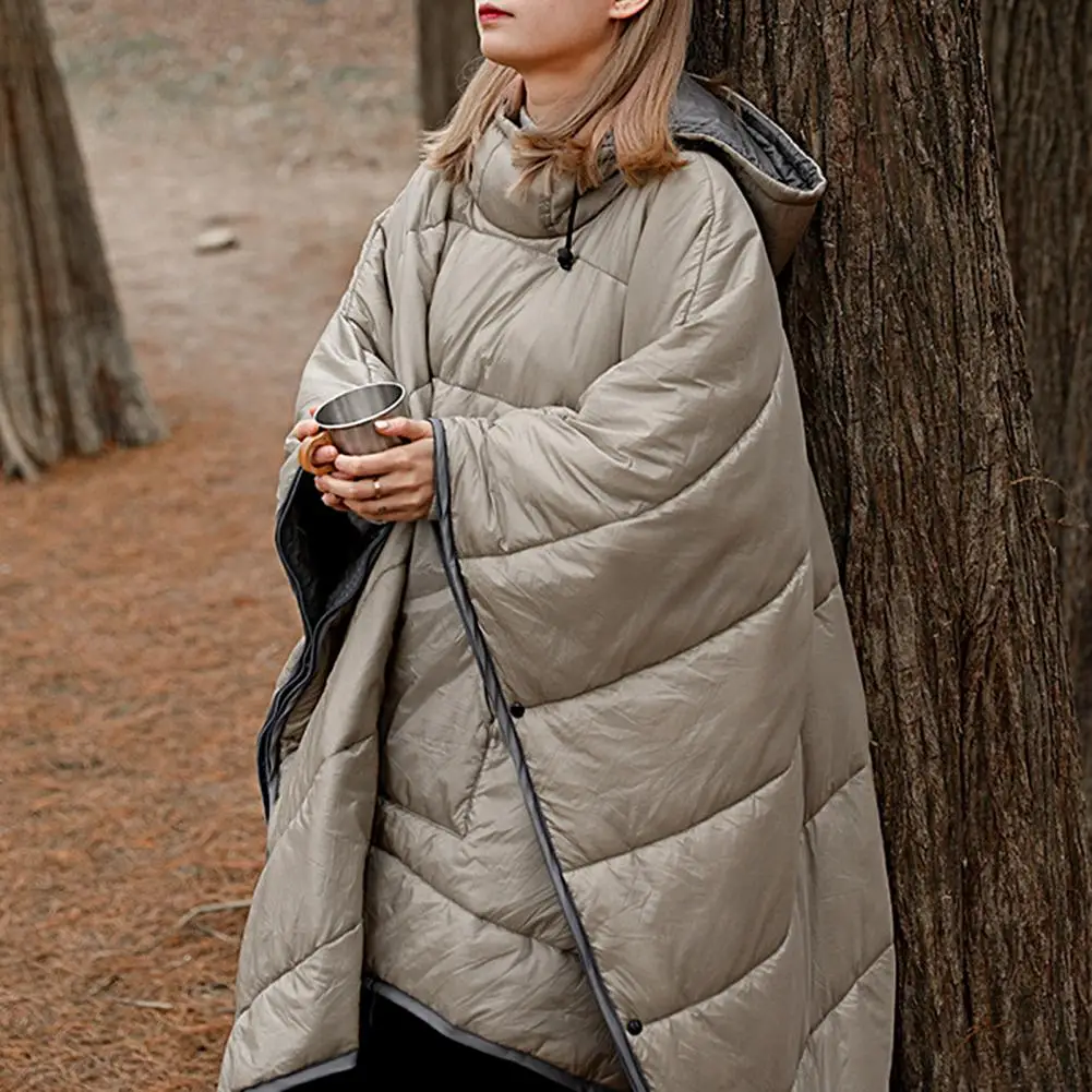 

Camping Cape Sleeping Bag Hollow Cotton Cape Type Sleeping Bag Waterproof Foldable Keep Warm Nylon Adult Thickening Cold Cloak