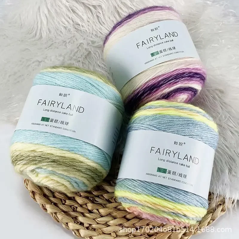 100g Dyed Pure Cotton Yarn, Gradient Medium Coarse Soft Knitted Yarn Ball, DIY Sweater Hat Shawl Hand Woven Scarf Crochet Thread 4