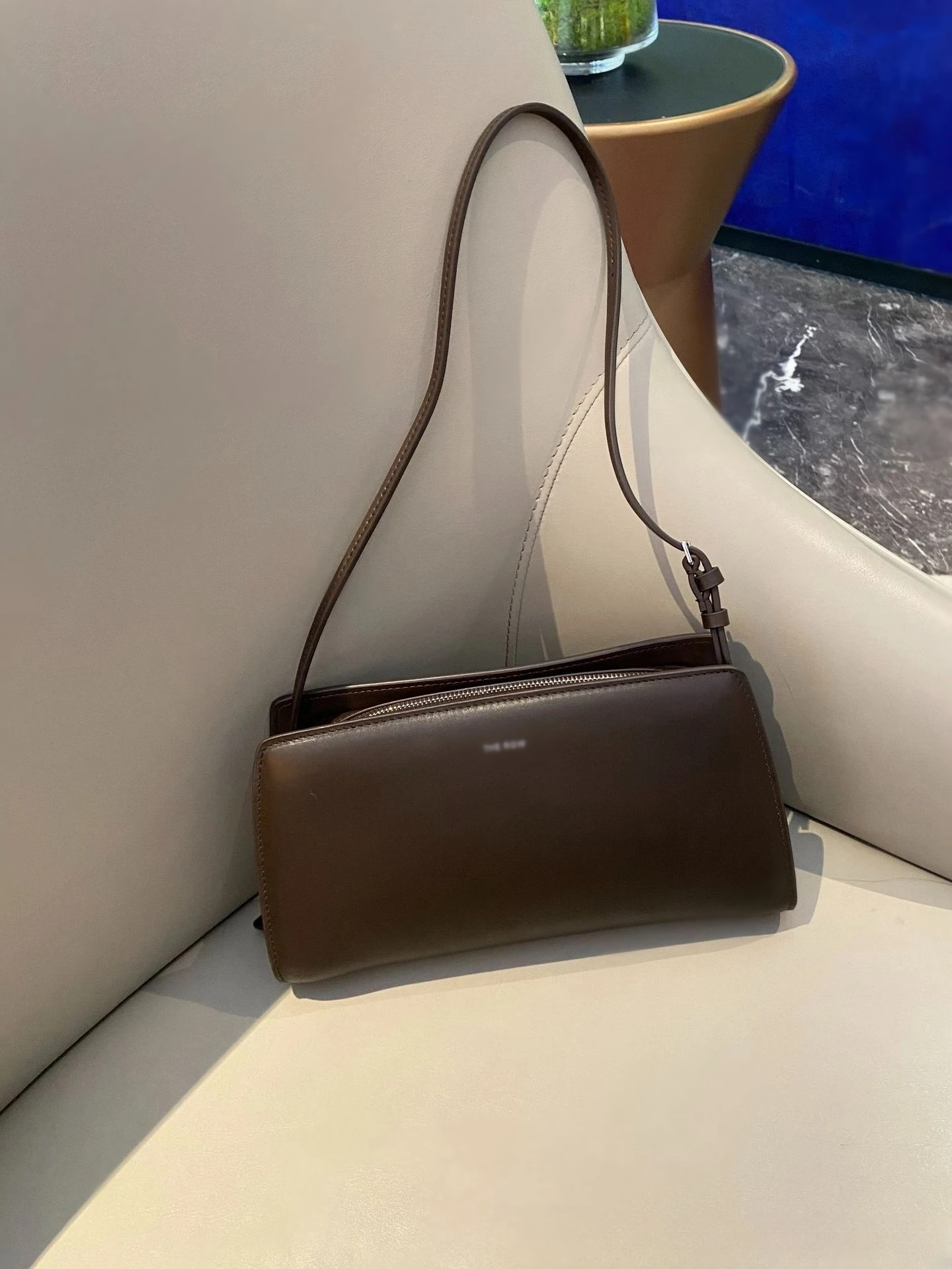 

2023 New The R0W Cowhide Bag Women'S Dalia Glossy Leather Tote Simple Stylish Underarm Bag